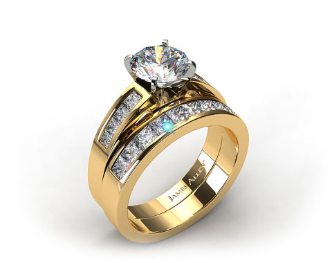 18k Yellow Gold Channel Set Diamond Wedding Set